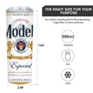 Modelo Beer Inspired Insulated Skinny Tumblers Cup Coffee Mug with Lid exported beer 20oz - Reusable Stainless Steel Water Bottle for Hot & Cold Drinks Tea Cup