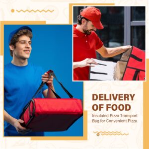 Mifoci 2 Pcs 20 x 20 x 6 Insulated Pizza Delivery Bag Pizza Warmer Bags Pizza Carrier Insulated Bags Hold 2-16" or 18" Pizza Boxes, for Catering Food Delivery, Restaurants, Cookouts (Red)