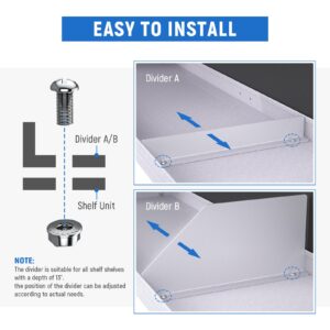 AA Products P-SH-Divider-A Shelf Divider Shelf Accessories Designed for 13" Depth Van Shelving Storage, Set of 3 - Grey