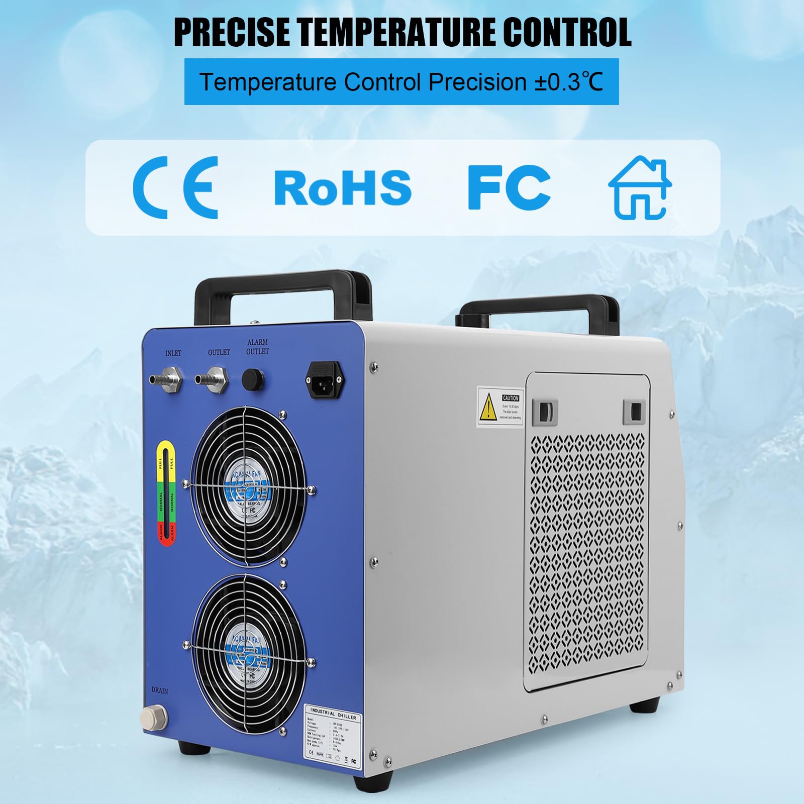 SXYCMY CW-5000 Industrial Water Chiller 7L 1.14HP 2.64gpm Water Cooling System for 40W 50W 60W 70W 80W 90W 100W CO2 Laser Engraving & Cutting Machines,Cools 3868 BTU/Hour