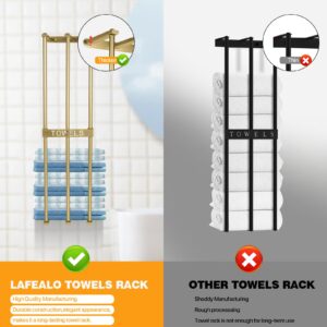 Towel Rack Wall Mounted, LAFEALO Gold Towel Rack for Bathroom, Bath Towel Holder,Bathroom Organizer, Bathroom Towel Storage,Washcloths in Small Bathroom/RV/Camper