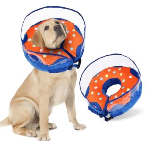 crazy felix inflatable dog cone for medium, large, small dogs, donut cones for dogs to stop licking and scratching, soft dog recovery cone collar after surgery with anti licking baffle(blue, xl)