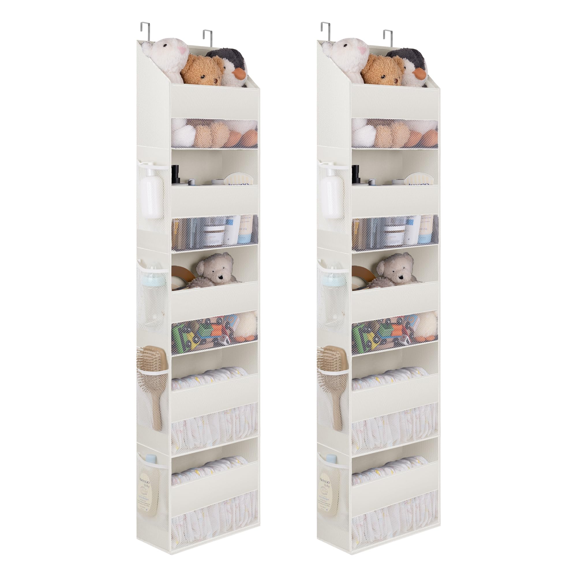 GRANNY SAYS 2 Pack 5-Shelf Over The Door Organizer, Hanging Door Organizer with 5 Large Capacity Pockets and 8 Mesh Pockets, Swing-Proof Behind Door Organizers and Storage, Beige