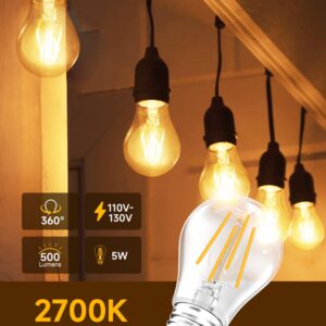 UNILAMP A15 Dimmable LED Light Bulbs, E26 Edison Light Bulb 40 Watt Equivalent, 5W LED Filament Light Bulb, Warm White 2700K, 500LM Ceiling Fan Light Bulbs for Vintage Appliance Bulb, 4 Pack