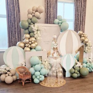 Green Balloons 70PCS, Sage Green Balloons Pastel Green Balloons Light Mint Pale Green and White Balloons for Wedding Neutral Baby Shower Birthday Party Supplies