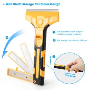 Gomake Razor Blade Scraper Tool Wall Paint Window Glass Scraper with Extra Razor Blades for Sticker,Glue,Paint,Adhesives Removal,Glass Top Stove Cleaning