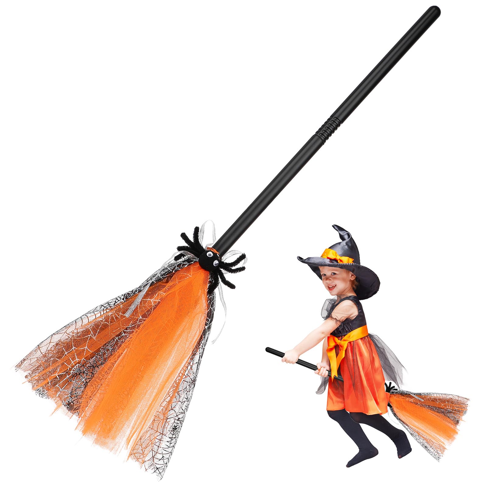 Abaodam Halloween Witch Broom Plastic Witch Broomstick Props Net Wizard Flying Broom Props for Halloween Costume Cosplay