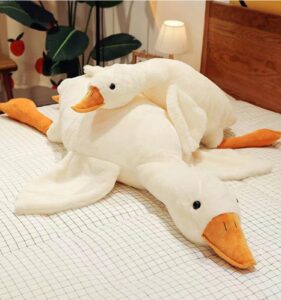 bacmaze goose stuffed animal plush pillow big duck plushies doll cute toy goose plush xmas gifts 20'' (19.7 inch, white goose)