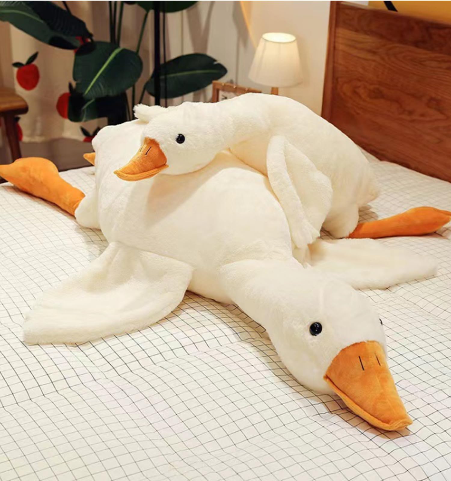 Bacmaze Goose Stuffed Animal Plush Pillow Big Duck Plushies Doll Cute Toy Goose Plush Xmas Gifts 20'' (19.7 inch, White Goose)