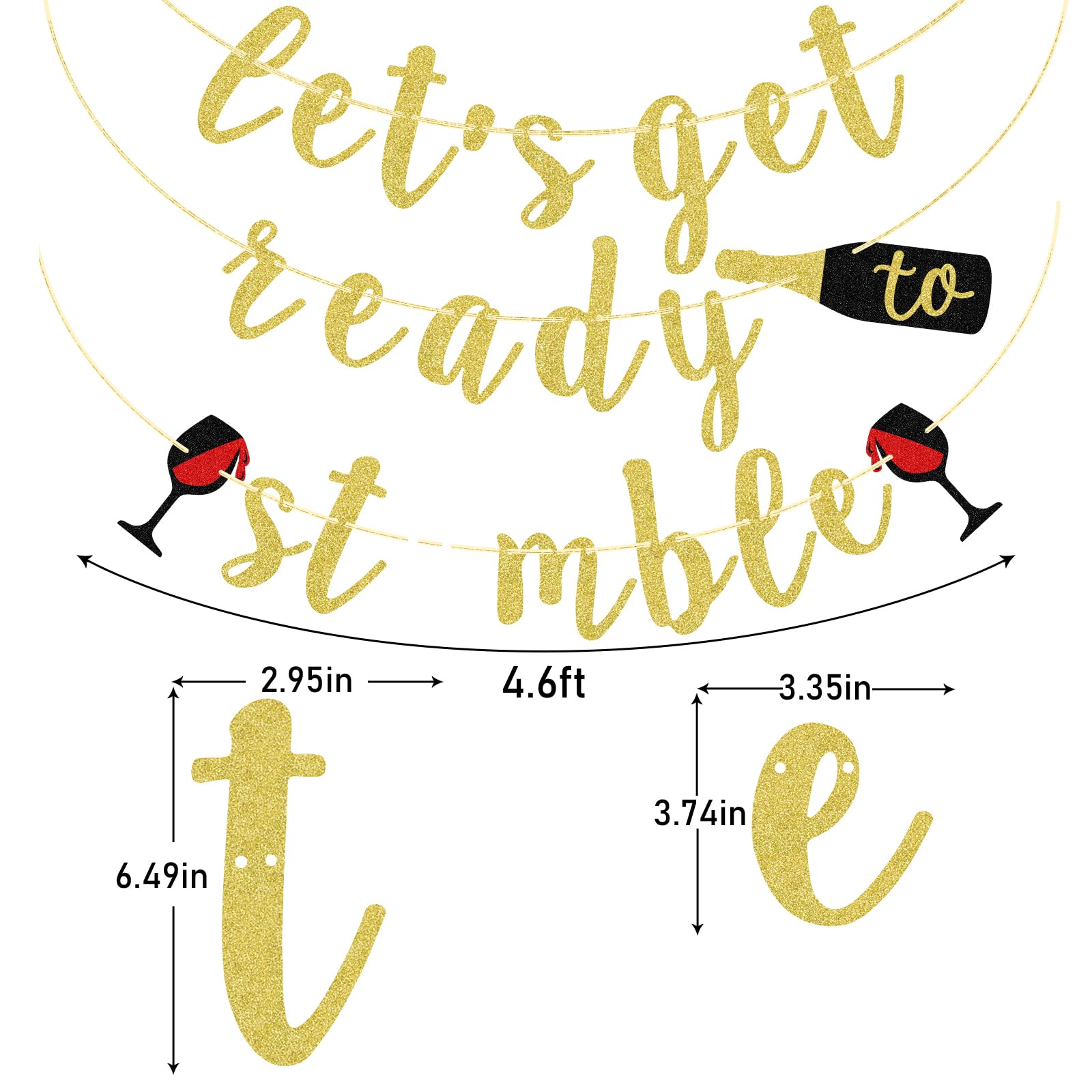 Jessgoss Let's Get Ready to Stumble Banner Sign, Wine Party Decorations, Pre-strung Party Decor for Bachelorette Party, Winery Bridal Shower, Engagement, Wedding, Girls Night, Wine Winery Party