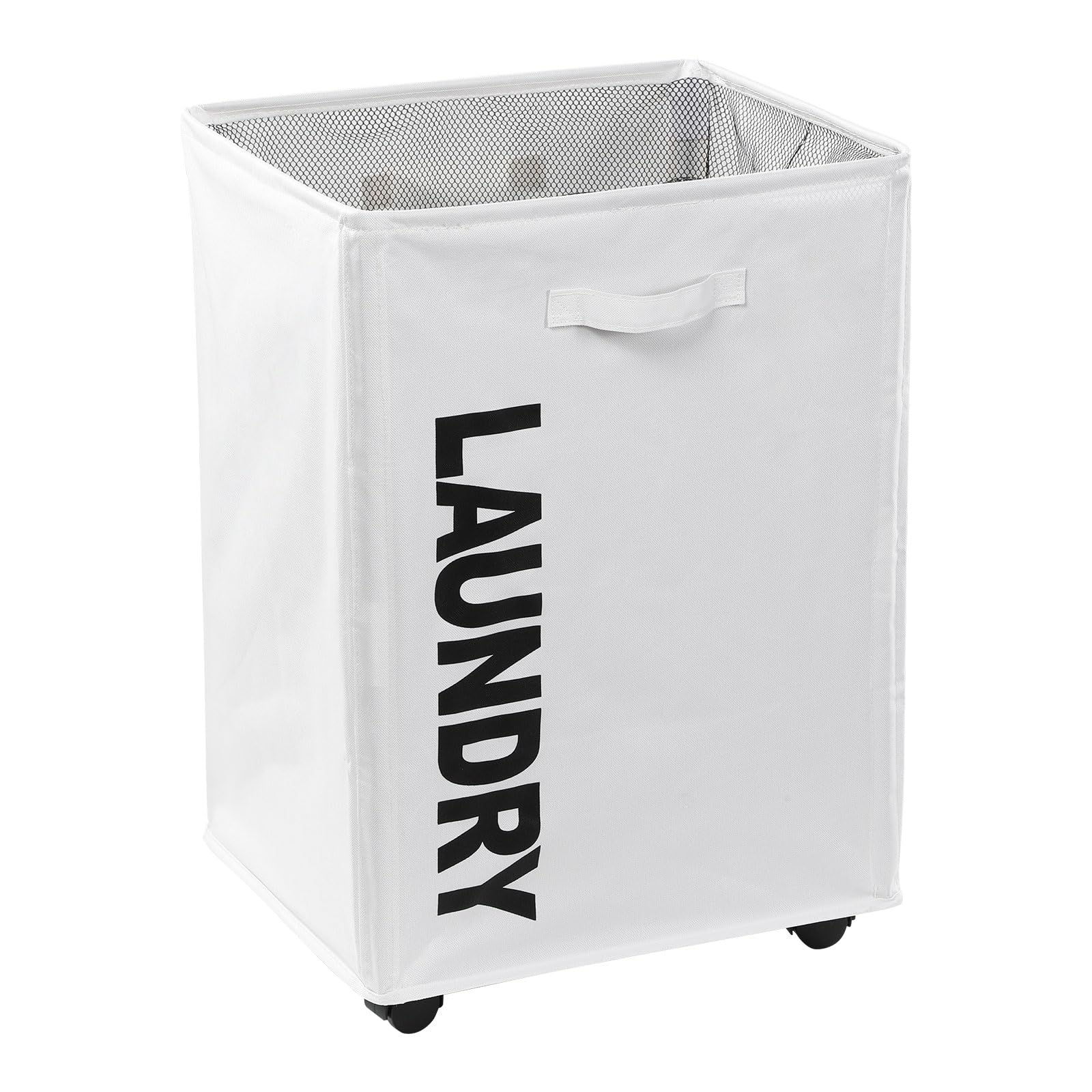 JOYBOS Laundry Basket Laundry Hamper Clothes Hamper - 13.5 "Wide Foldable Rolling Laundry Basket with Wheels, Laundry Room Organization, Big Slim Hampers for Laundry, 100L (Beige)