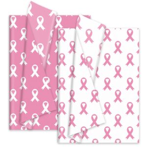 whaline 100pcs pink ribbon tissue paper breast cancer awareness wrapping paper pink packaging paper diy art craft paper for charity home birthday baby shower party gift decor, 14 x 20 inch