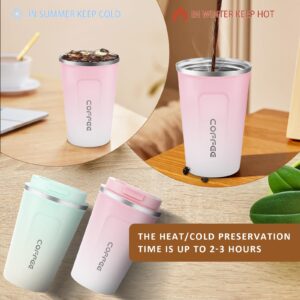 CS COSDDI 12 oz Stainless Steel Vacuum Insulated Tumbler - Coffee Travel Mug Spill Proof with Lid - Coffee Cups for Keep Hot/Ice Coffee,Tea and Beer (Pink-White380ML)