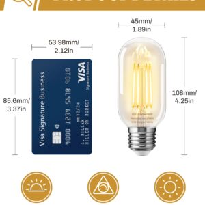 4 Pack LED Edison Bulbs, 4W Edison Light Bulbs, Antique LED Filament Bulbs 40W Equivalent, E26 Base, T45 LED Bulb with Clear Glass, Warm White 2700K, Non Dimmable, Great for Home, Bedroom, Office