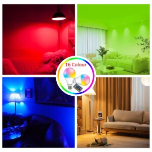 Bestview RGB LED Light Bulb, Color Changing Light Bulbs with Remote Control, RGBW Warm White 5W E27 Screw Base,Mood Light Flood E26 Light Bulb-16 Color Choices for Home Party Bedroom Outdoor(2 Pack)