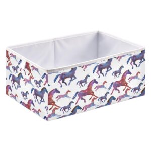 emelivor watercolor horses rectangle storage bins fabric storage cube large storage baskets for shelves collapsible cube organizer bins for shelves home office clothes clothing,16 x 11inch