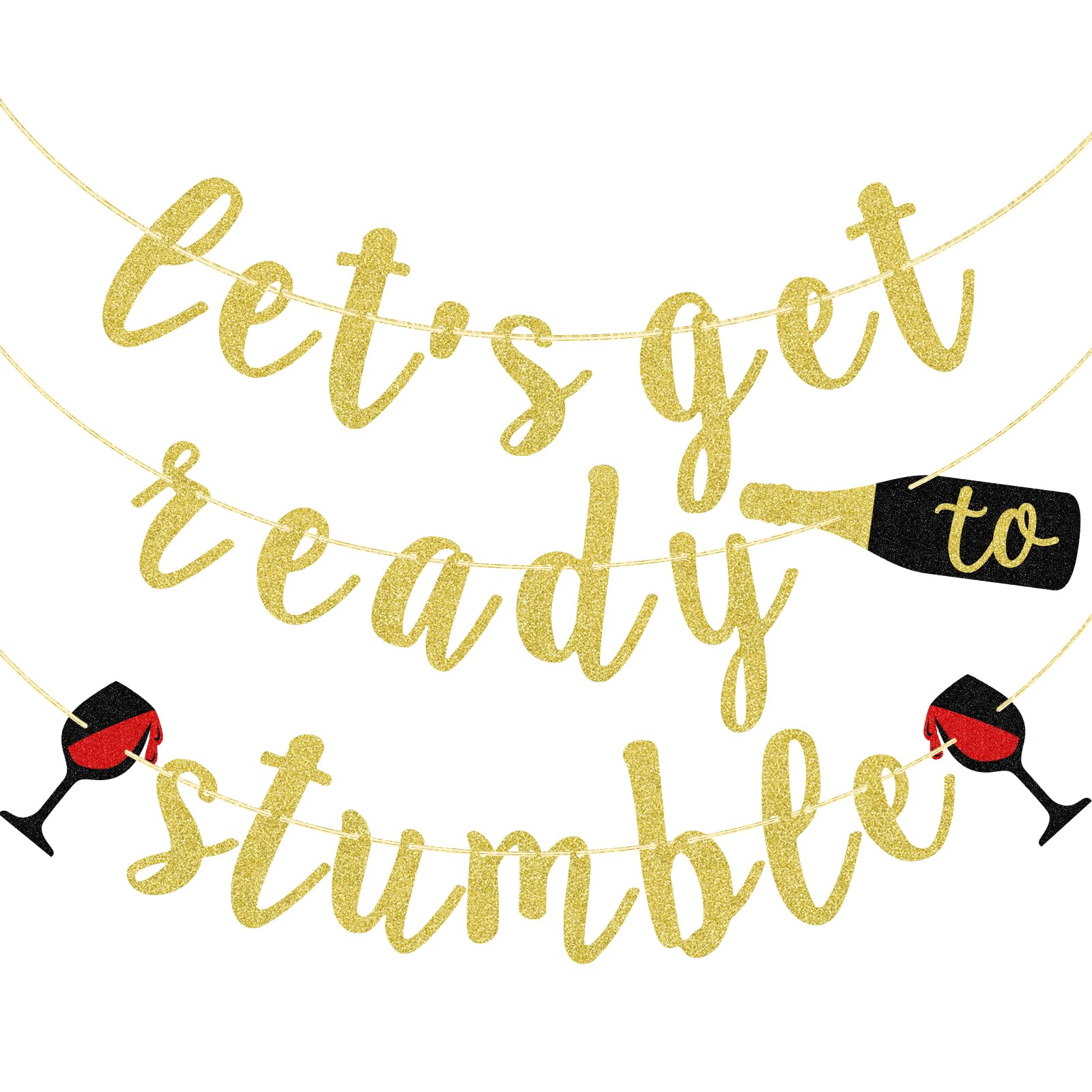 Jessgoss Let's Get Ready to Stumble Banner Sign, Wine Party Decorations, Pre-strung Party Decor for Bachelorette Party, Winery Bridal Shower, Engagement, Wedding, Girls Night, Wine Winery Party