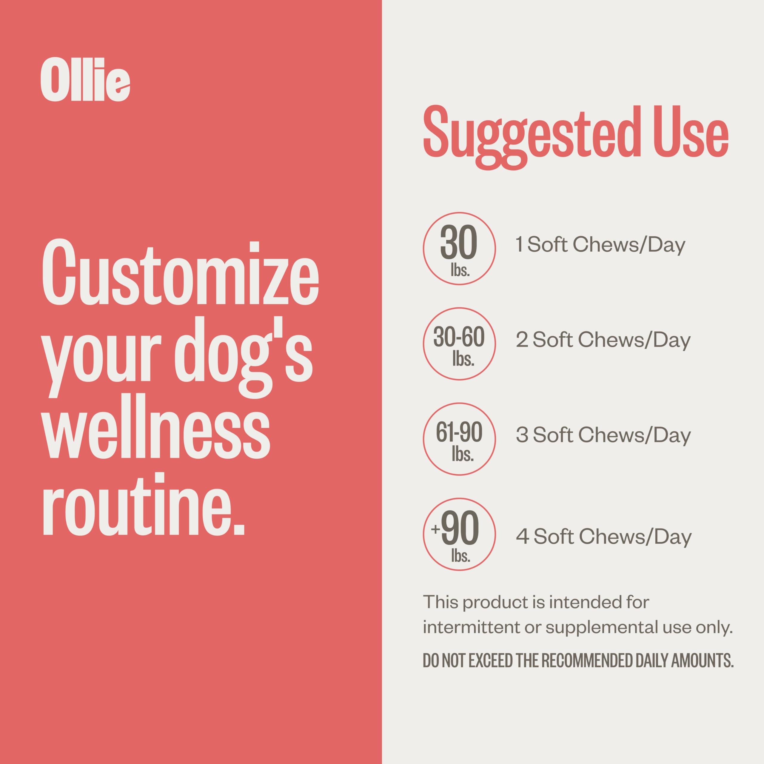 Ollie Chill Pills Calming Supplements for Dogs - Anxiety Relief for Dogs - Calming Bites for Dogs - Dog Melatonin - Dog Stress and Anxiety Relief - Calming Chews for Dogs - 60 Count Appx.