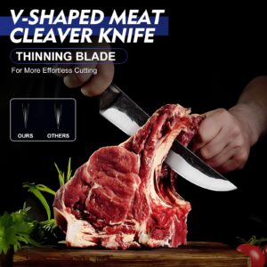 Topfeel 4PCS Hand Forged Butcher Knife Set - Slicing Knife,Boning Knife, Dividing knife,Skinning Butcher Knife,High Carbon Steel Meat Cutting Knife for Home Kitchen & Outdoor