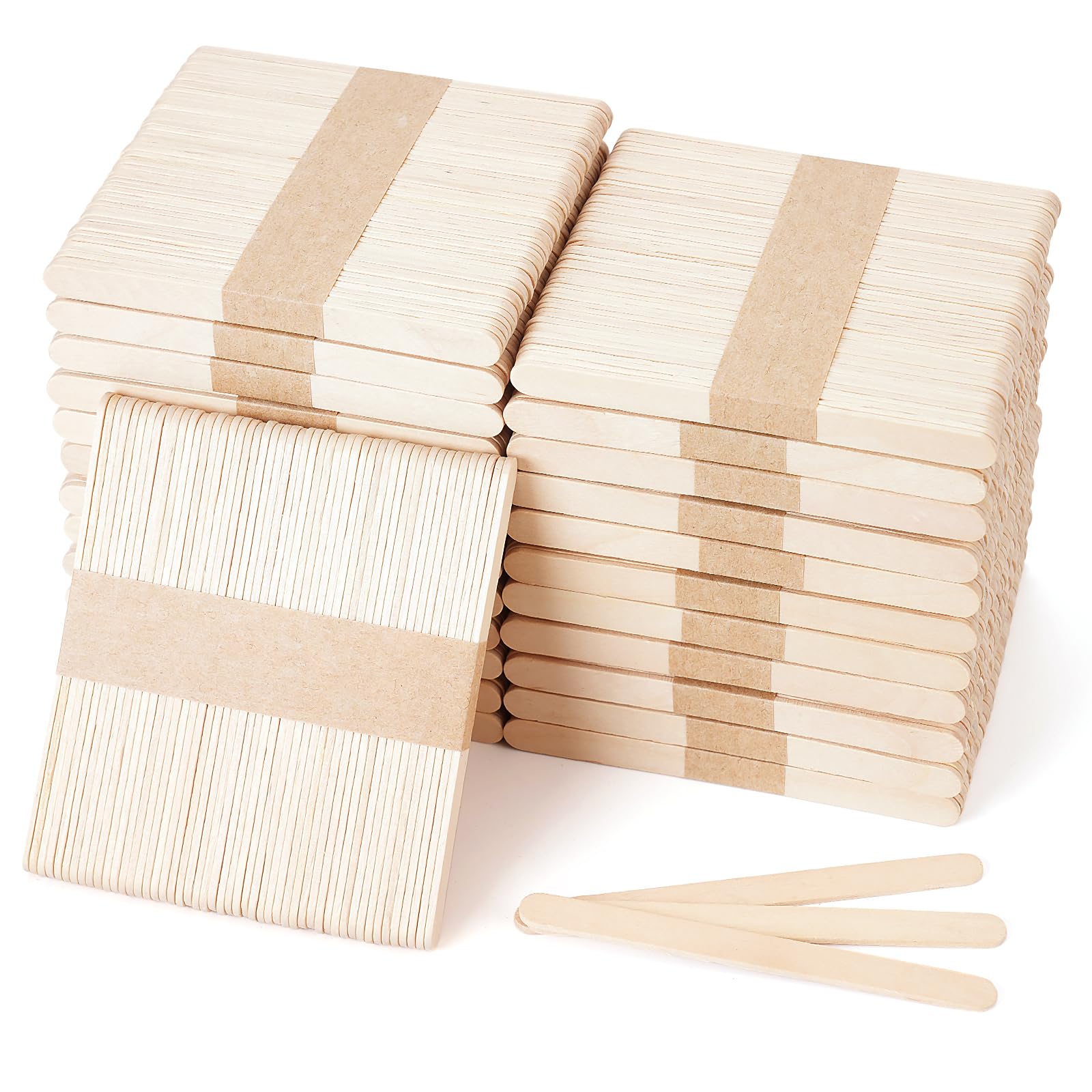 1200 Pieces Wooden Craft Sticks, 4.5 Inch Long Natural Wood Popsicle Ice Cream Sticks for DIY Wood Crafts, Hair Removal and Waxing Supplies, Paint Stirrer, Art Projects and Ice Pop Sticks