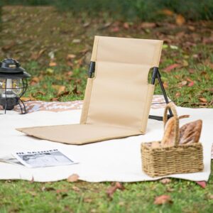 Eioflia Sunloungers, Beach Mat Recliner Lightweight Beach Mat with Backrest One-Step Assembly Foldable Beach Mat Chair with Carry Bag for Holidays Garden Camping Park Beige