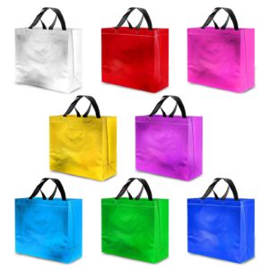 moretoes 16pcs large gift bags with handles, colorful goodie bags, gift bags bulk for birthdays, parties, shoppings and events (13wx5dx11h)