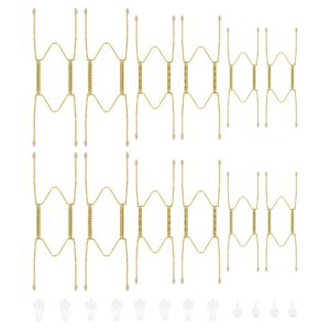 bilillo 12 pieces stainless steel plate hangers for the wall, 6/8/10inch invisible decorative wire plate holders, plate hangers for display various sizes 12 wall hooks for decorative plates and arts (gold)