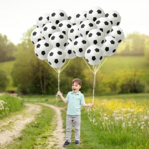 35 Pcs Soccer Ball Balloons, Black White Soccer Birthday Latex Balloons for Boys, Soccer Party Decorations Supplies for Kids Children Football Lover Sport Theme Birthday Baby Shower Party Decor