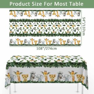 Yuzioey 6 Pack Jungle Safari Tablecloths Wild Animals Table Cover, Safari Baby Shower Decorations, 108" x 54" Wild One Birthday Party Supplies