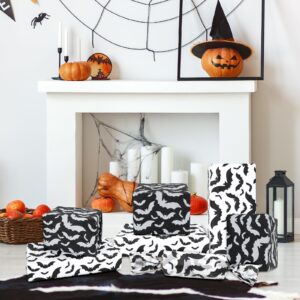 Whaline WH9796 Gift Wrap Tissue Halloween Bat Pattern 60 Sheets Black and White Tissue Paper for DIY Craft, Party Decorations Wrapping, 13.8 x 19.7 Inch