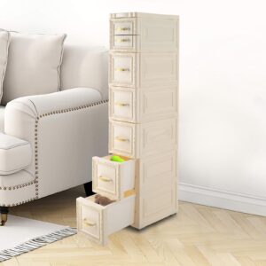 6tier bathroom floor cabinet, vertical storage unit with drawers and casters for kitchen living room, large capacity narrow tall slim tower waterproof toilet paper cabinet for small spaces gaps