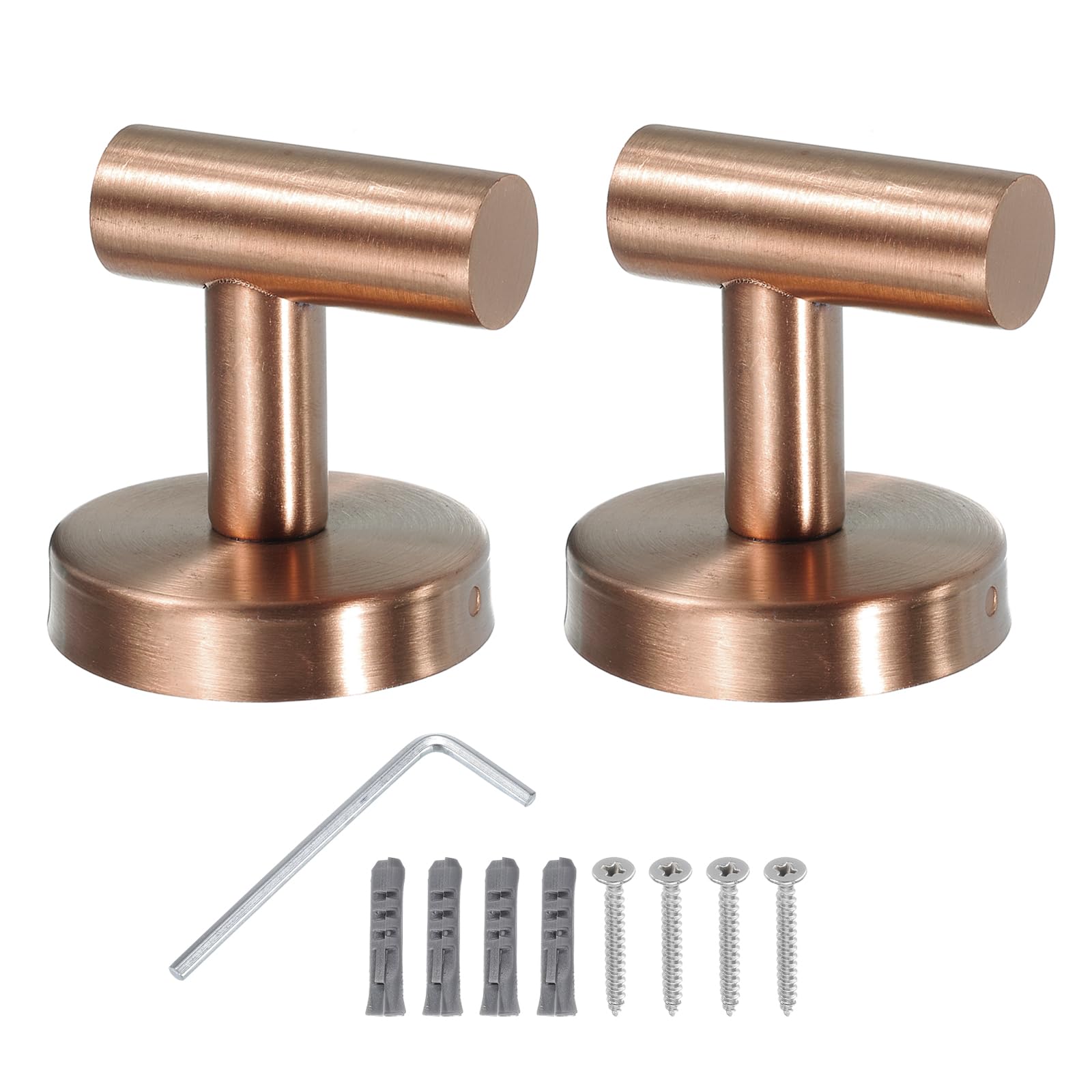 uxcell Bathroom Hook, 2Pcs Waterproof Stainless Steel Single Towel/Robe Clothes Hook with Screws for Kitchen, Door, Cabinet, Bathroom, Foyers, Hallways, Bedrooms (60x55mm Rose Gold)