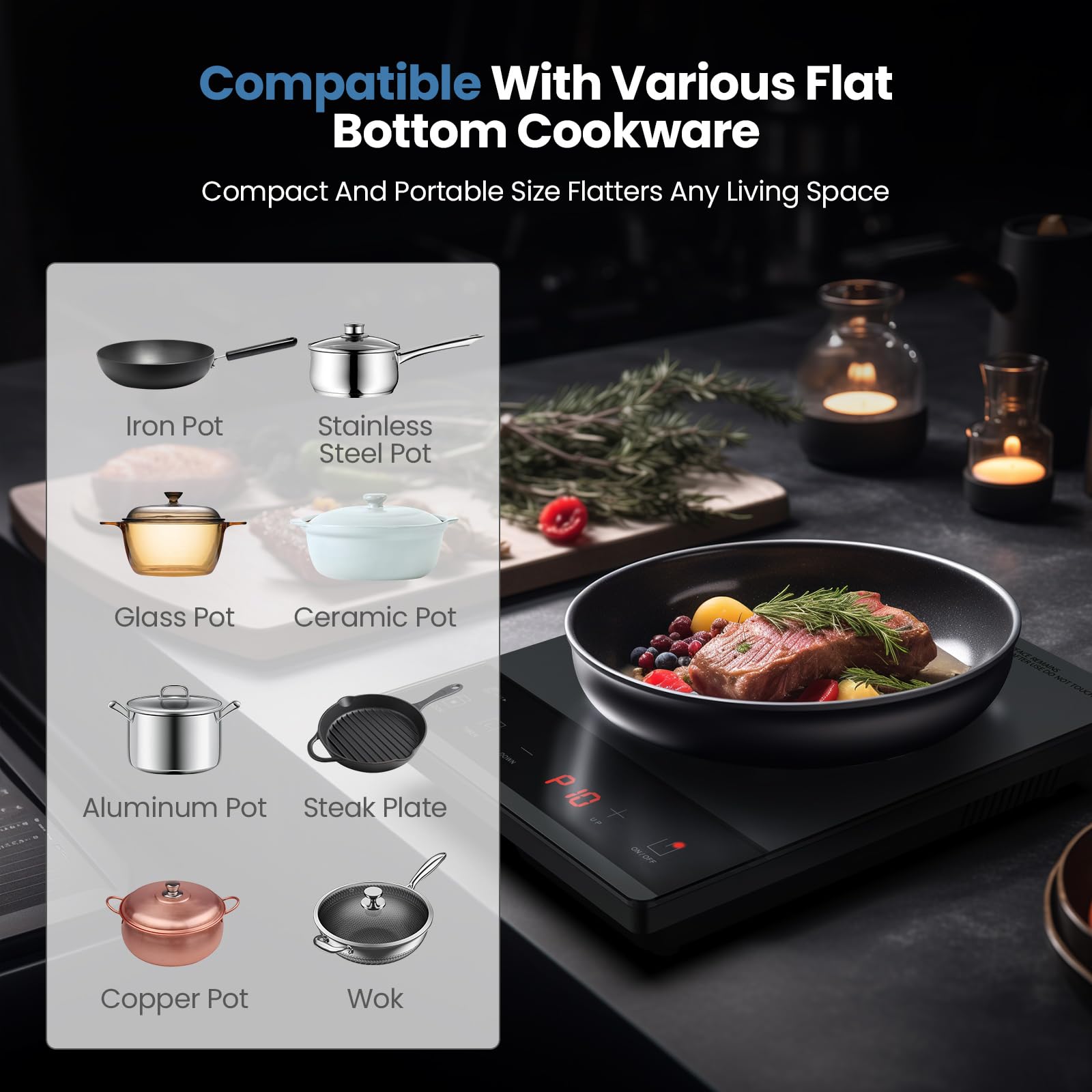 PAYISHO Electric Hot Plate Single Burner Portable Ceramic Cooktop For Cooking Ultra-thin Electric Stove Infrared Burner Cooker,24-Hour Timer Child Safety Lock,Compatible With All Cookware 1800W