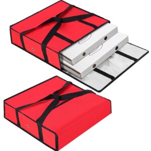 mifoci 2 pcs 20 x 20 x 6 insulated pizza delivery bag pizza warmer bags pizza carrier insulated bags hold 2-16" or 18" pizza boxes, for catering food delivery, restaurants, cookouts (red)