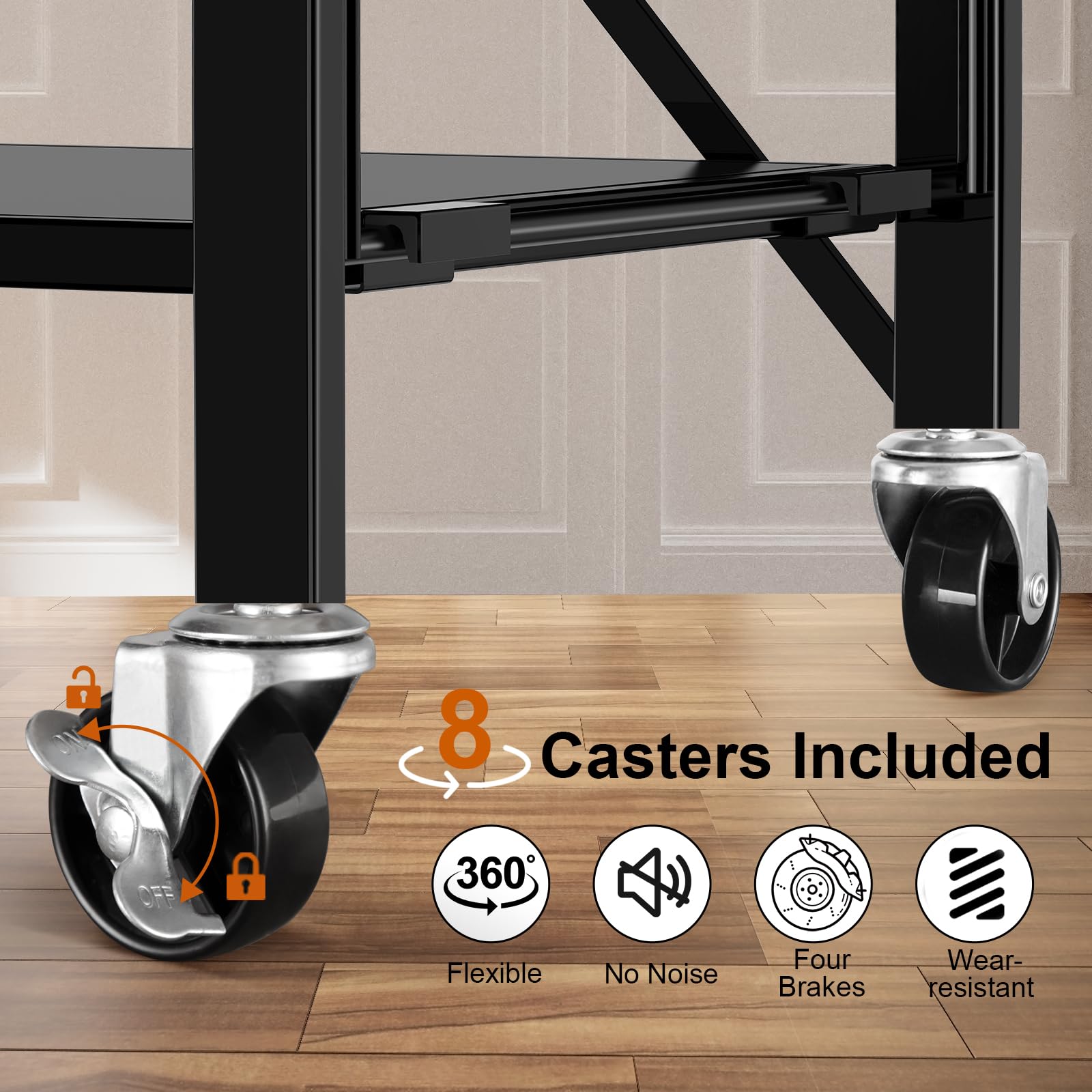 5 Tier Foldable Storage Shelves, Expandable Folding Shelving Units with Wheels, Changeable into 2 Shelf Units, Collapsible Adjustable Storage Rack Metal Shelves for Storage, Pantry, Garage, Kitchen