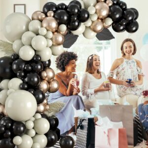 Black White Gold Balloons Garland Kit, Champagne Gold Sand White Black Balloons Garland Arch for Wedding Bridal Shower Anniversary Birthday Graduation Baby Shower Party Decorations