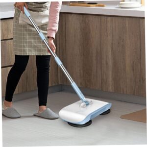 Naisicore Hand Push Sweeper, 3 in 1 Hand Sweeping Mop with Vacuum Cleaner & Crumb Sweeper, Floor Cleaning Tools for Cleaning Floor Rugs Hair, Fruit Shell, Dust (Blue)