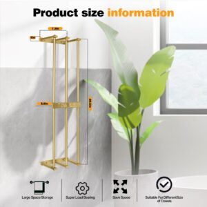 Towel Rack Wall Mounted, LAFEALO Gold Towel Rack for Bathroom, Bath Towel Holder,Bathroom Organizer, Bathroom Towel Storage,Washcloths in Small Bathroom/RV/Camper