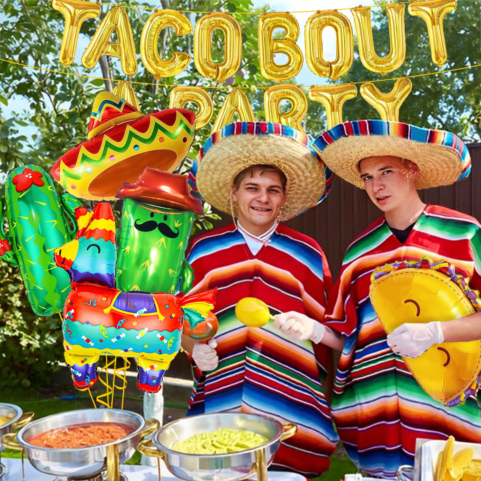 Big Taco Party Decorations Set, 24Pcs Fiesta Party Decorations, Taco Bout A Party Decorations with Mexican Balloons, Cactus, Taco, Avocado, Sombrero, Donkey Balloons for Cinco De Mayo