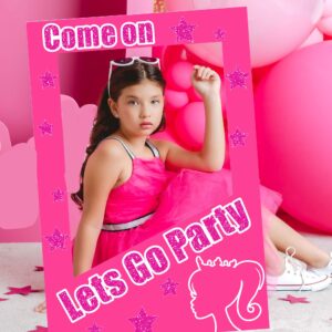 JeVenis Lets Go Party Photo Booth Props Hot Pink Girl Birthday Party Supplies Come On Lets Go Party Decoration Lets go Party Supplies Bachelorette Bridal (Pink)