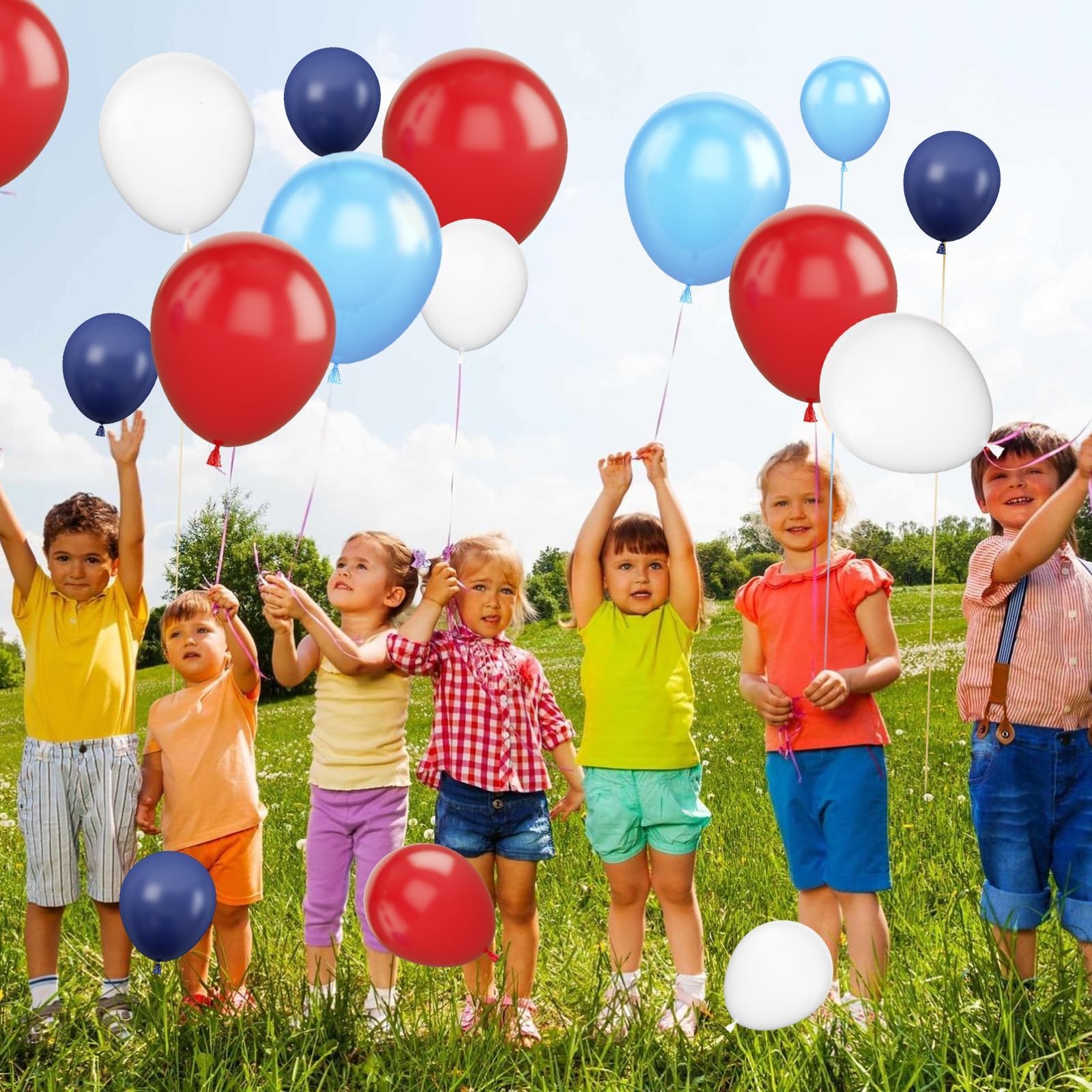 Red White Blue Balloon Arch Kit, Navy Blue Pearl Light Blue Red White Latex Balloons, Blue Red Birthday Balloon Garland, 5 10 18 inch Party Balloons for Baby Shower Birthday Wedding Graduation Party