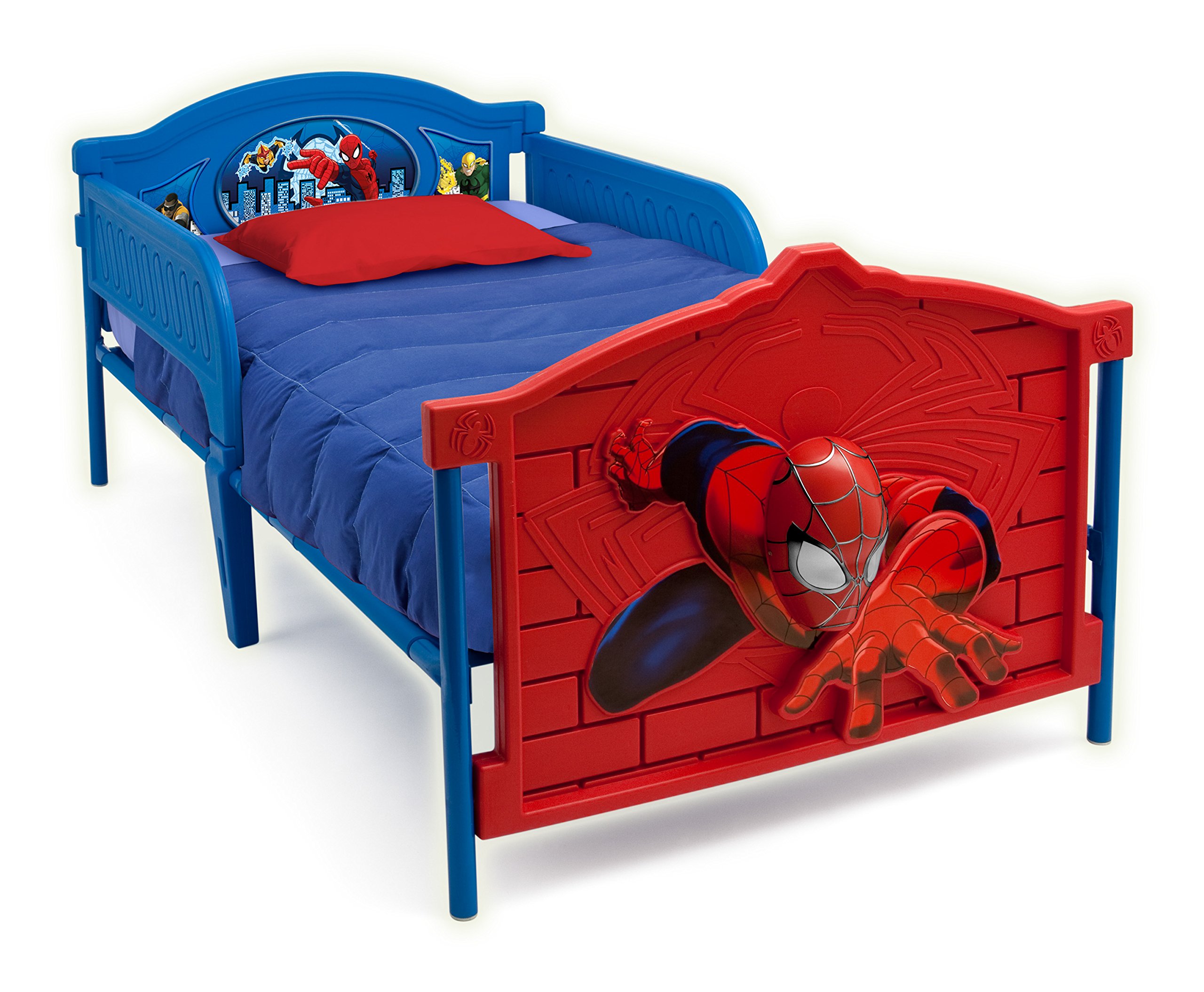 Delta Children Plastic 3D-Footboard Twin Bed, Marvel Spider-Man Snooze 6 inch Memory Foam Twin Mattress (Bundle)