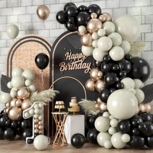 black white gold balloons garland kit, champagne gold sand white black balloons garland arch for wedding bridal shower anniversary birthday graduation baby shower party decorations