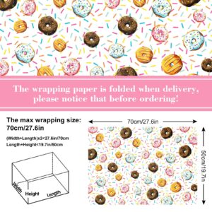 AnyDesign 10 Sheet Donut Wrapping Paper Sweet Treat Gift Wrap Paper Bulk Folded Flat Cupcake Candy Decorative DIY Art Craft Paper for Birthday Wedding Baby Shower Party Gift Decor, 19.7 x 27.6 Inch