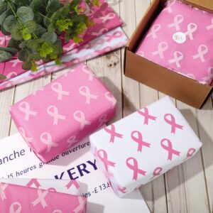 Whaline 100Pcs Pink Ribbon Tissue Paper Breast Cancer Awareness Wrapping Paper Pink Packaging Paper DIY Art Craft Paper for Charity Home Birthday Baby Shower Party Gift Decor, 14 x 20 Inch