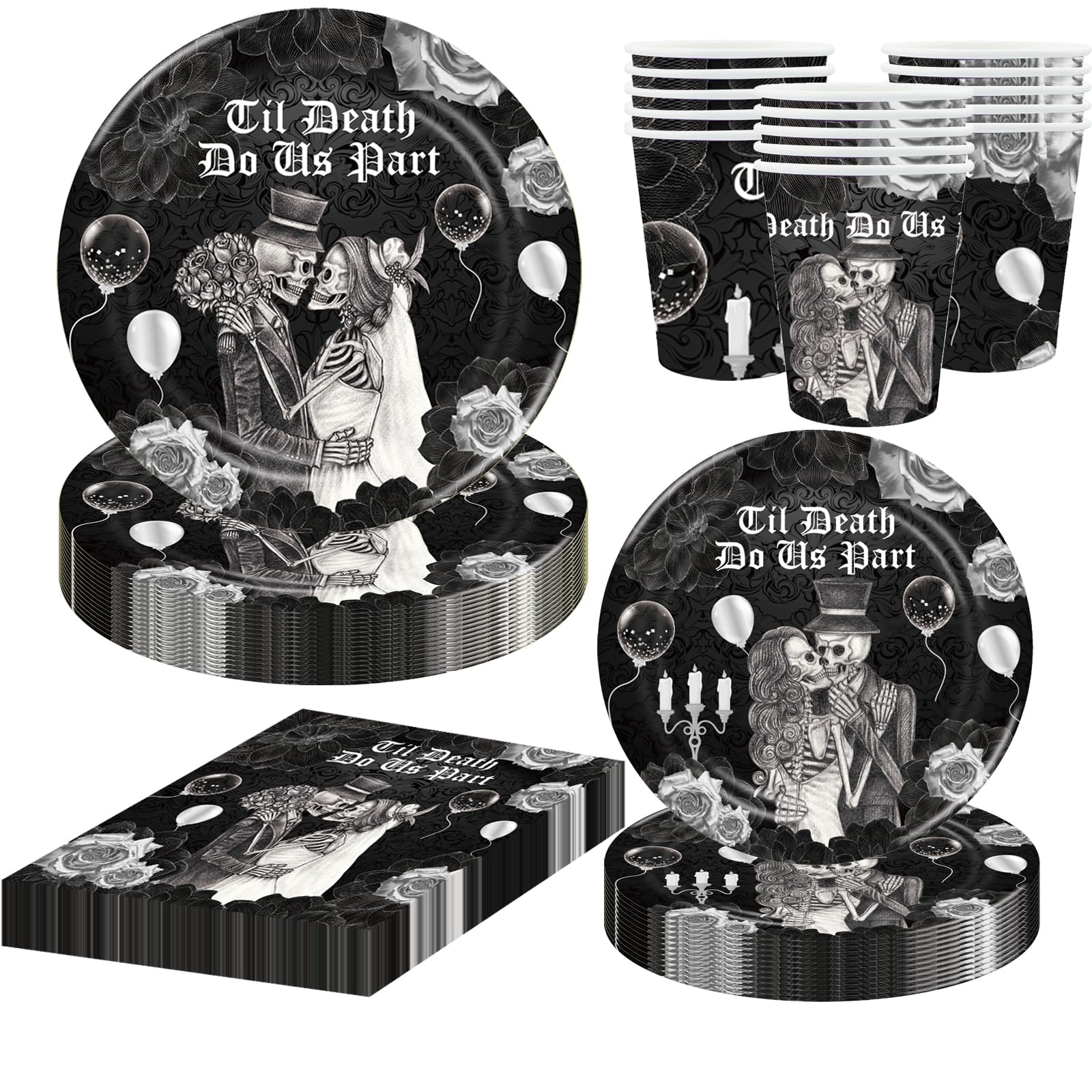 Halloween Wedding Decorations Halloween Till Death Do Us Part Plates Cups and Napkins for Spooky Wedding Bridal Shower Bride or Die Bachelorette Party Decorations