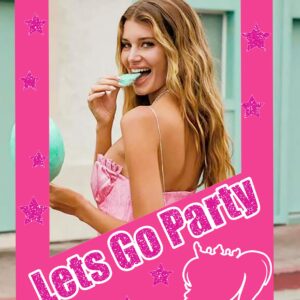 JeVenis Lets Go Party Photo Booth Props Hot Pink Girl Birthday Party Supplies Come On Lets Go Party Decoration Lets go Party Supplies Bachelorette Bridal (Pink)