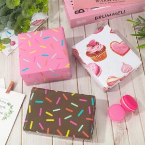 AnyDesign 10 Sheet Donut Wrapping Paper Sweet Treat Gift Wrap Paper Bulk Folded Flat Cupcake Candy Decorative DIY Art Craft Paper for Birthday Wedding Baby Shower Party Gift Decor, 19.7 x 27.6 Inch