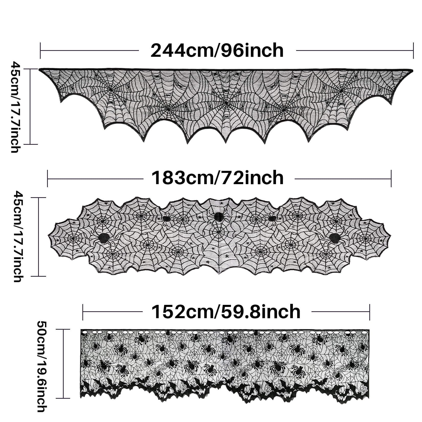 Halloween Party Decorations Indoor - Halloween Decor Set included Spider Web Fireplace Scarf Spider Web Table Runner And Cobweb Lampshade Perfect for Halloween Home Party Supplies Spider Web Decorati