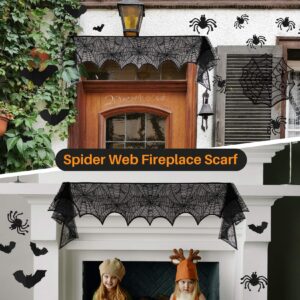 Halloween Party Decorations Indoor - Halloween Decor Set included Spider Web Fireplace Scarf Spider Web Table Runner And Cobweb Lampshade Perfect for Halloween Home Party Supplies Spider Web Decorati